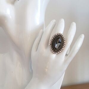 3/$30 Elegant Gold and Black Statement Ring